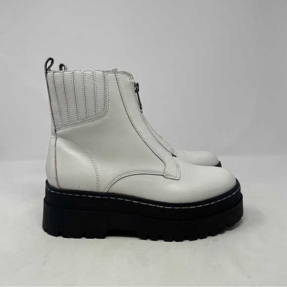 Marc Fisher Prisco Lug Sole Platform Boot Leather Cream Ivory White - NWT - Picture 5 of 13